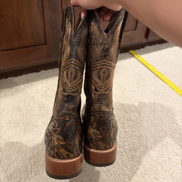 EUC Tanner Mark Men’s Hand Tooled Western Boot TM205566 Size 12 Cowboy main image 4